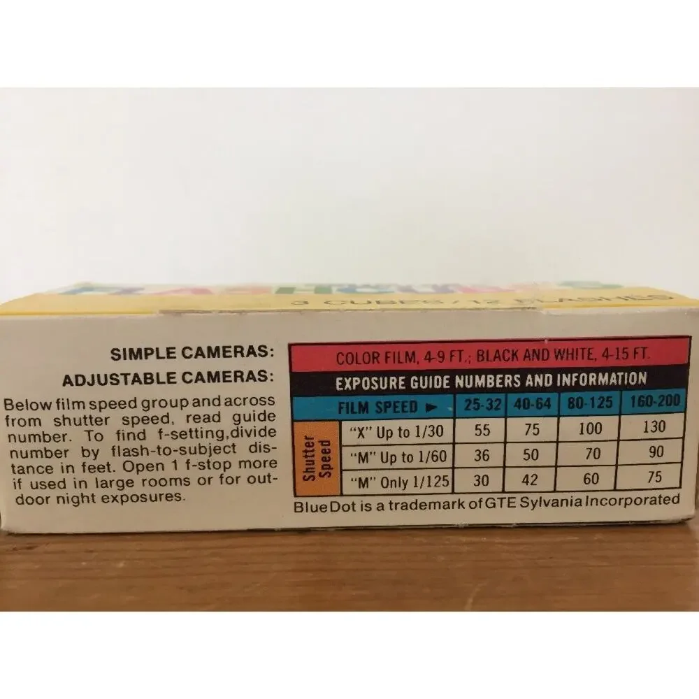 Vintage Sylvania Blue Dot Film Camera Flash Cubes 4 Cubes 15 Flashes Box Works